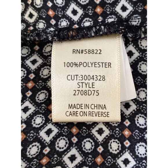 Max Studio Geometric Print Blouse Button Front Balloon Sleeves, Women's Size L - Picture 8 of 9